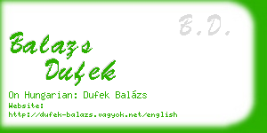 balazs dufek business card